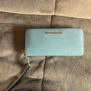 Michael Kors large light blue wallet hardly used